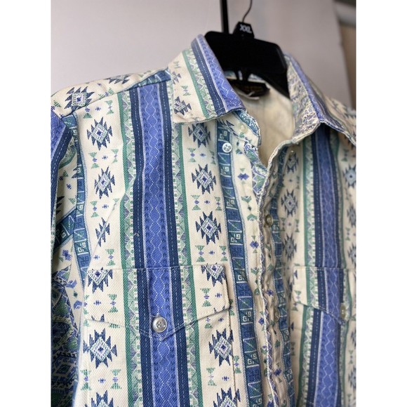 Caravan Mens Western Apparel Shirt Blue Size Large - Picture 11 of 16